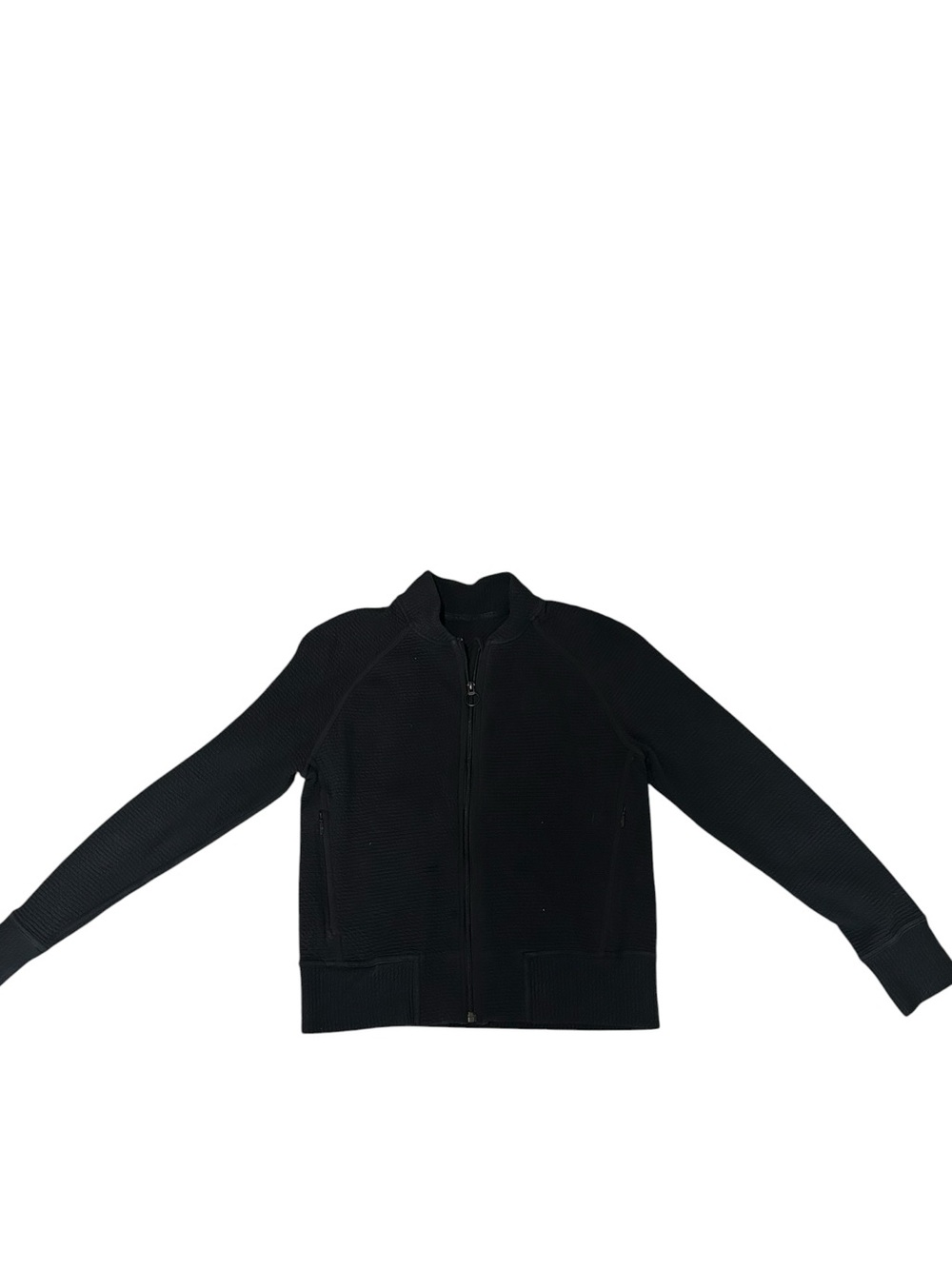Lululemon Textured Full-Zip Black Jacket Long Sleeves Zippered Pockets - Picture 4 of 10